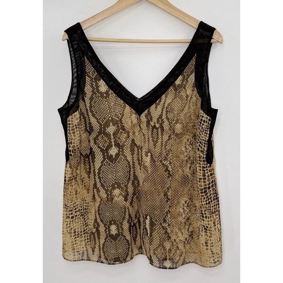 Anne Klein Snakeskin Sleeveless Chiffon Blouse Size 14 Preppy Event - Picture 2 of 11
